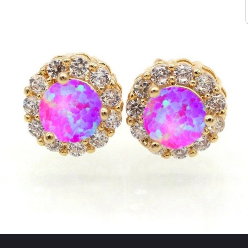 Beautiful Pink Fire Opal earrings in GOLD